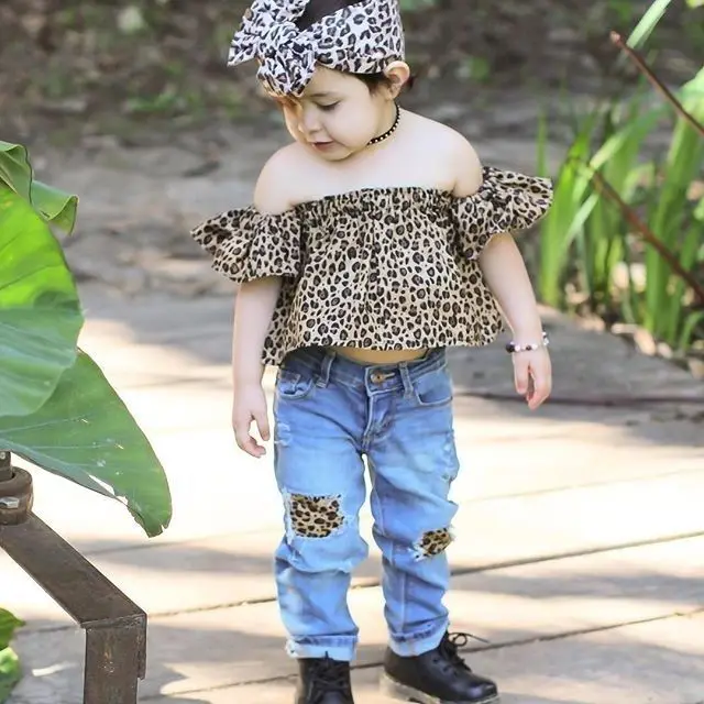 Одежда для малышей комплекты из 2 предметов с леопардовым принтом Топ открытыми