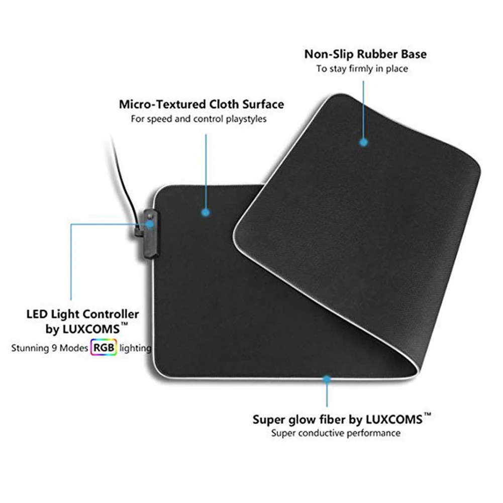 Большой RGB USB Красочный светодиодный освещение, подсветка коврик для мыши и клавиатура игровой коврик для ПК компьютера 250*300*4 мм