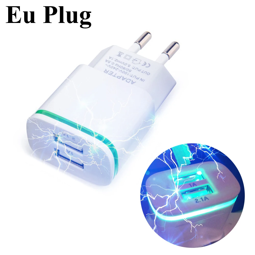 (Вилка стандарта ЕС/США) двойной USB 5V/2.1A AC дорожное сетевое Зарядное устройство