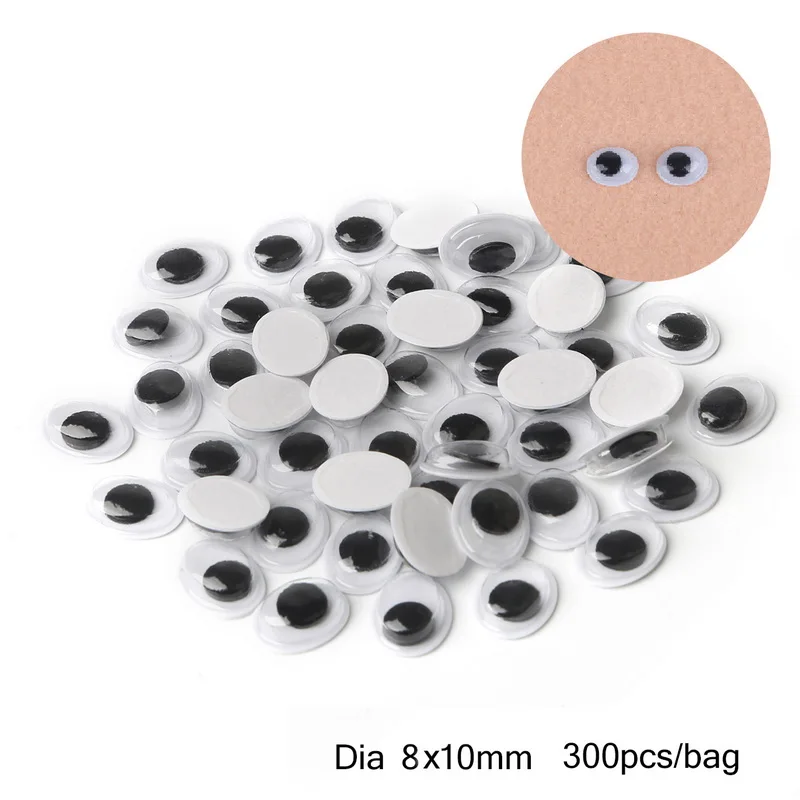 8mm x 10mm 300pcs Выберите размер 4-24 мм самоклеющиеся глазные глазки гуглы пластиковые кукольные глаза для игрушек куклы аксессуары DIY ремесло принадлежности - Цвет: 8mm x 10mm 300pcs