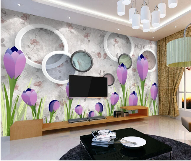 

Custom papel DE parede 3 d, romantic circle petals murals for the sitting room the bedroom TV setting wall waterproof wallpaper
