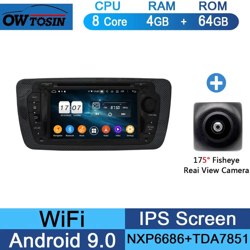 64G Fisheye Camera " ips 8 Core 4G+ 64G Android 9,0 автомобильный dvd-плеер для Seat Ibiza 2009 2010 2011 2012 2013 gps навигация радио DSP попугай BT - Цвет: 64G Fisheye Camera
