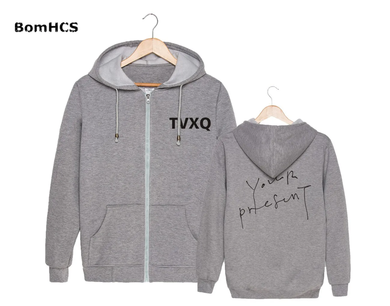 Толстовка BomHCS Kpop TVXQ с капюшоном на молнии хлопковое пальто флисовое спортивная