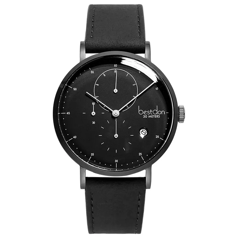 Bestdon Мужские часы с хронографом изогнутые Роскошные Водонепроницаемые кожаные