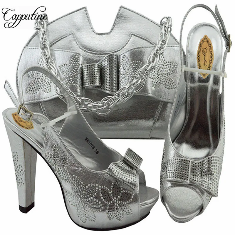 Новое поступление итальянские туфли и сумки Capputine с кристаллами подходящие к