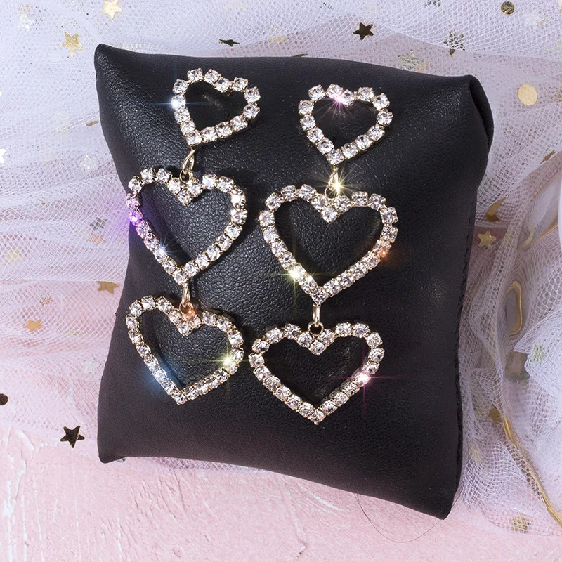 

Korean Statement 3 Layers Heart Long Earrings For Women Sweet Accessories Trendy Jewelry Party Bijoux All Match Earing