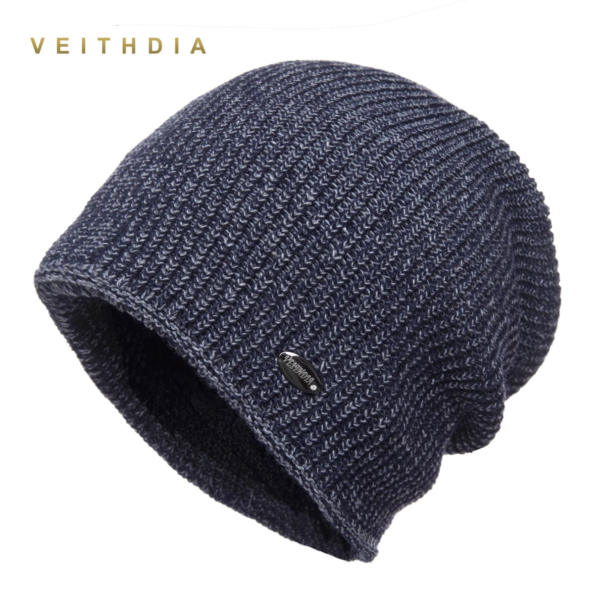 VEITHDIA двухслойные шапки Skullies зимние для Мужчин Вязаные плюс бархатные Лоскутные