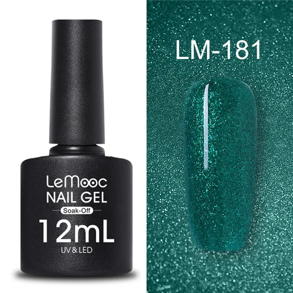 LM-181 LEMOOC 12 мл Блестящий Гель-лак для ногтей Блестящий фиолетовый красный серебристый цвета долговечный впитывающий УФ гель для ногтей Гель-лак - Цвет: LM-181