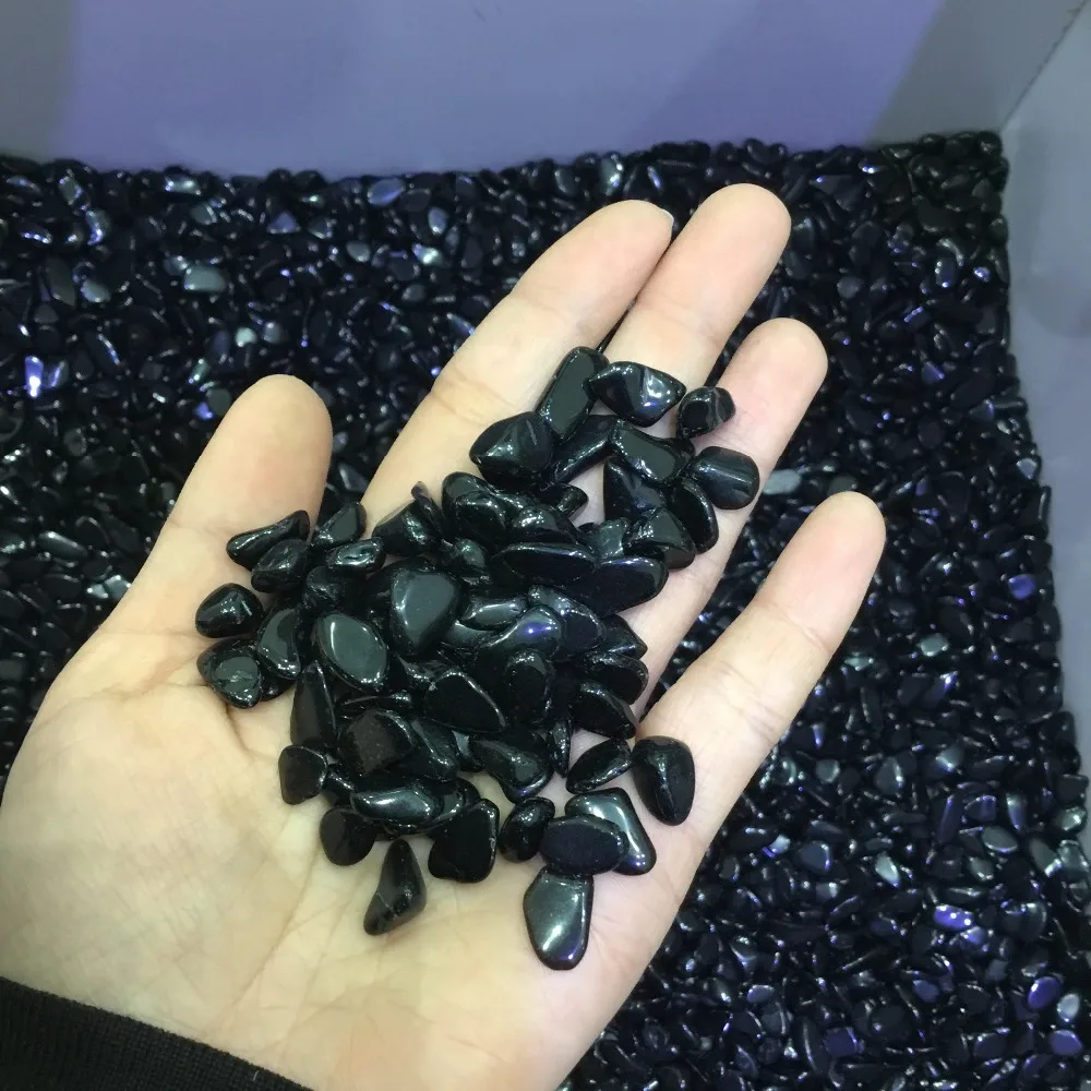 

Natural Black obsidian gravel polished mineral crystal stone for aquarium