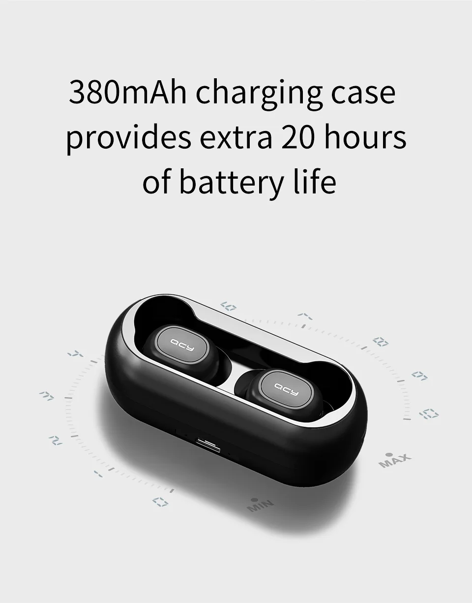 QCY QS1 T1C Mini Dual V5.0 Bluetooth наушники истинные беспроводные гарнитуры 3D стерео звук наушники двойной микрофон с зарядным устройством