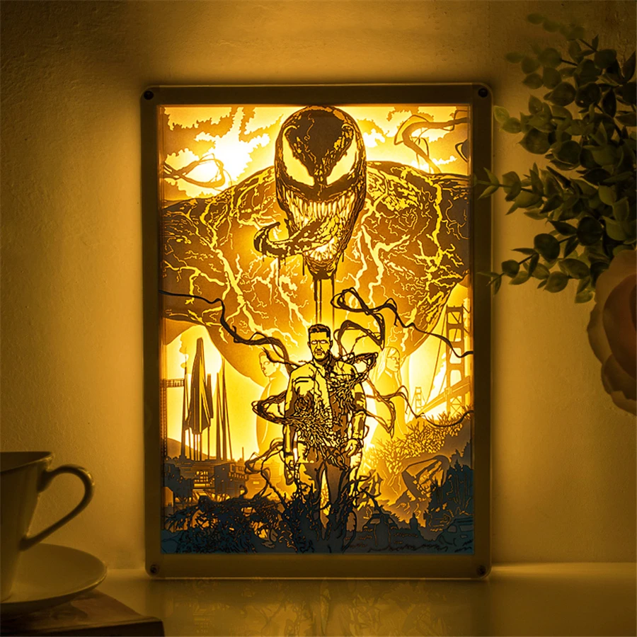 Ночной светильник с надписью Venom резьба по бумаге акриловая окантовка для украшения гостиной настенный