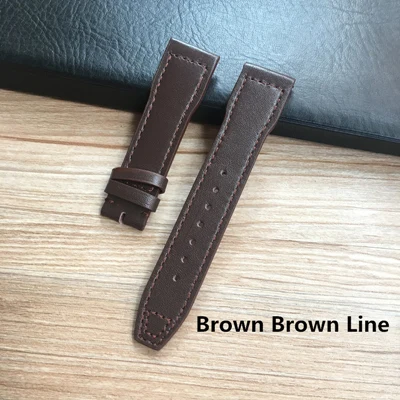 Brown Brown Line 20 мм 21 мм 22 мм коричневый черный мужской ремешок для часов IWC Pilot Mark XVII IW327004 IW377714 ремешок для часов из натуральной телячьей кожи браслет - Цвет ремешка: Brown Brown Line