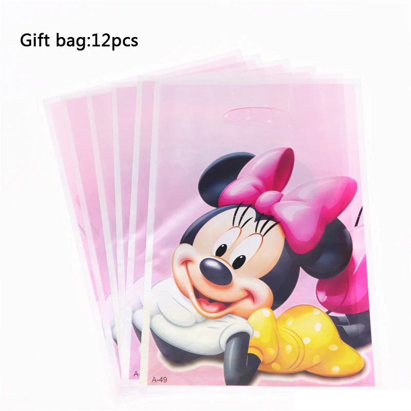 Gift bag12pcs Вечерние принадлежности Минни Милая мышь детская игрушка в ванную одноразовая посуда баннер украшение на шляпку домашние вечерние игрушки - Цвет: Gift bag12pcs