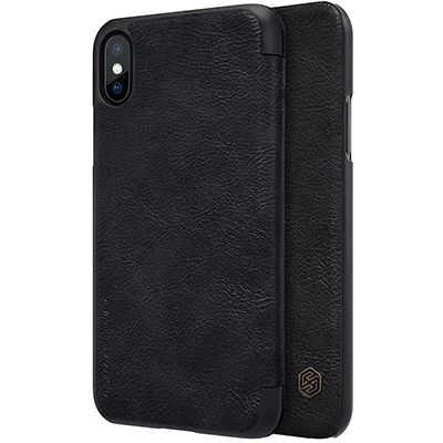 Черный Чехол Nillkin для IPhone X XS Max XR Qin Book откидной кожаный чехол из натуральной кожи - Цвет: Черный