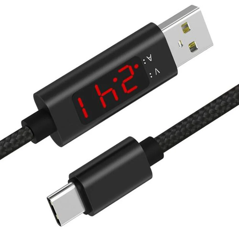 

Voltage Current Display Nylon Braided Micro USB/Type-C/8 pin Fast Charing Cable For SAMSUNG HUAWEI HTC XIAOMI OnePlus 6T