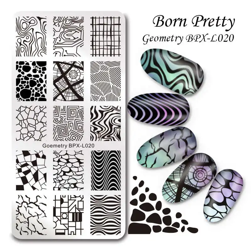 BORN PRETTY ногтей штамповки пластины кленовый лист дизайн из нержавеющей стали прямоугольник ногтей штамп трафареты шаблон - Цвет: BPX-L020