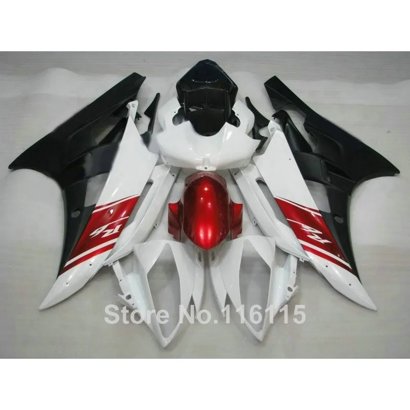Корпус из АБС комплекты для YAMAHA R6 2006 2007 красный черно белые Обтекатели YZF R6 06 07 литья под давлением полный комплект обтекателя NB028