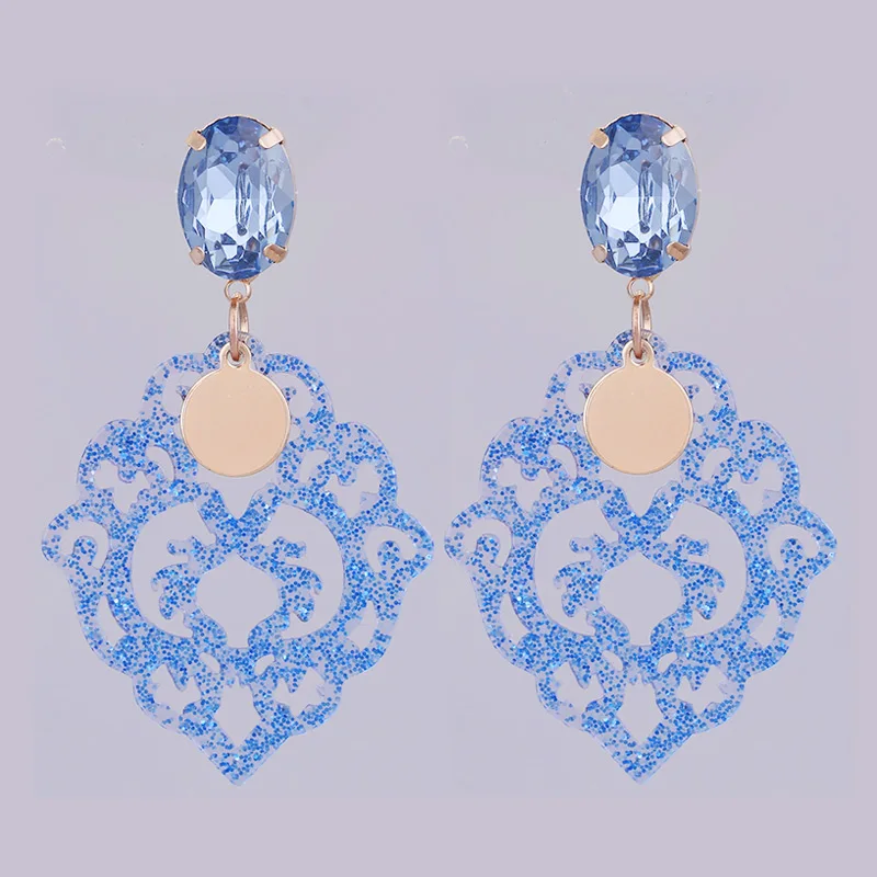 Flash Blue Sehuoran Brinco Brincos оригинальные трендовые серьги-капли с геометрическим орнаментом из смолы для женщин Элегантный дизайн ювелирные изделия - Окраска металла: Flash Blue