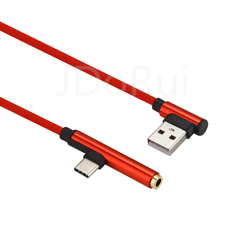 100 шт. 2 в 1 Тип usb C аудио 90 градусов 3 USB-C штекер 5 мм для наушников разъем USB 0