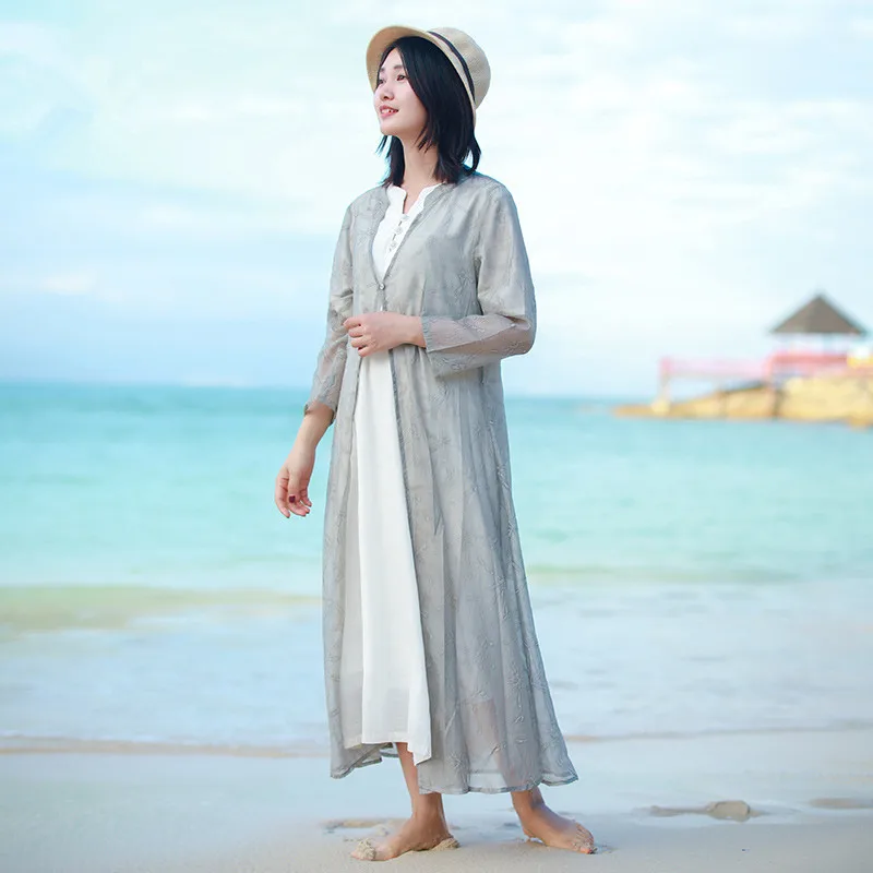 LZJN богемная женская Пляжная накидка длинное платье топы блузки летние