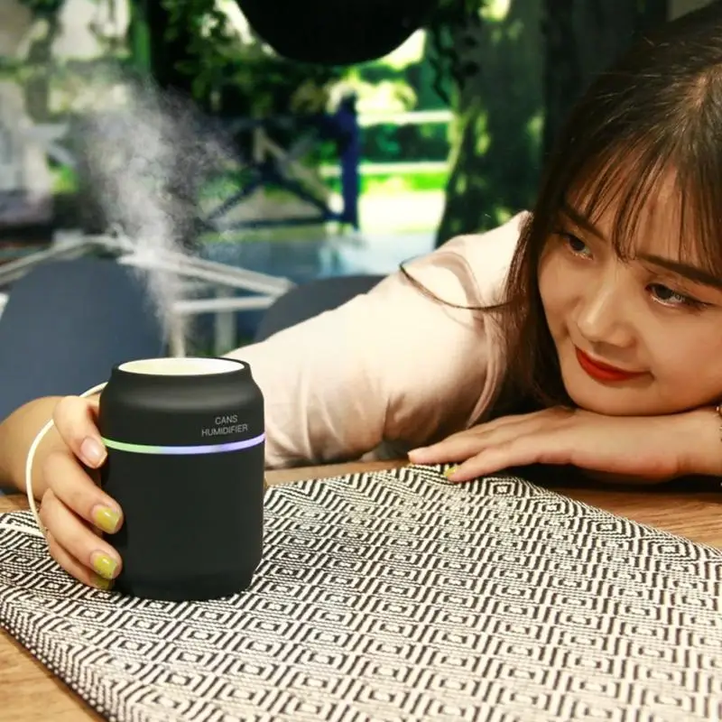 

3 in 1 200ml Cans Humidifier Mini Ultrasonic Car Humidifiers Led Night Light USB Fan Essential Oil Aroma Diffuser Air freshener