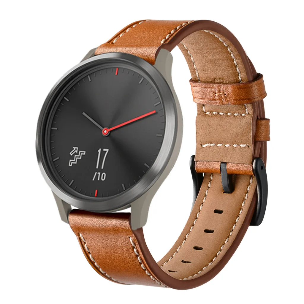 Кожаный ремешок для часов Garmin vivomove HR наручных браслет с металлической пряжкой