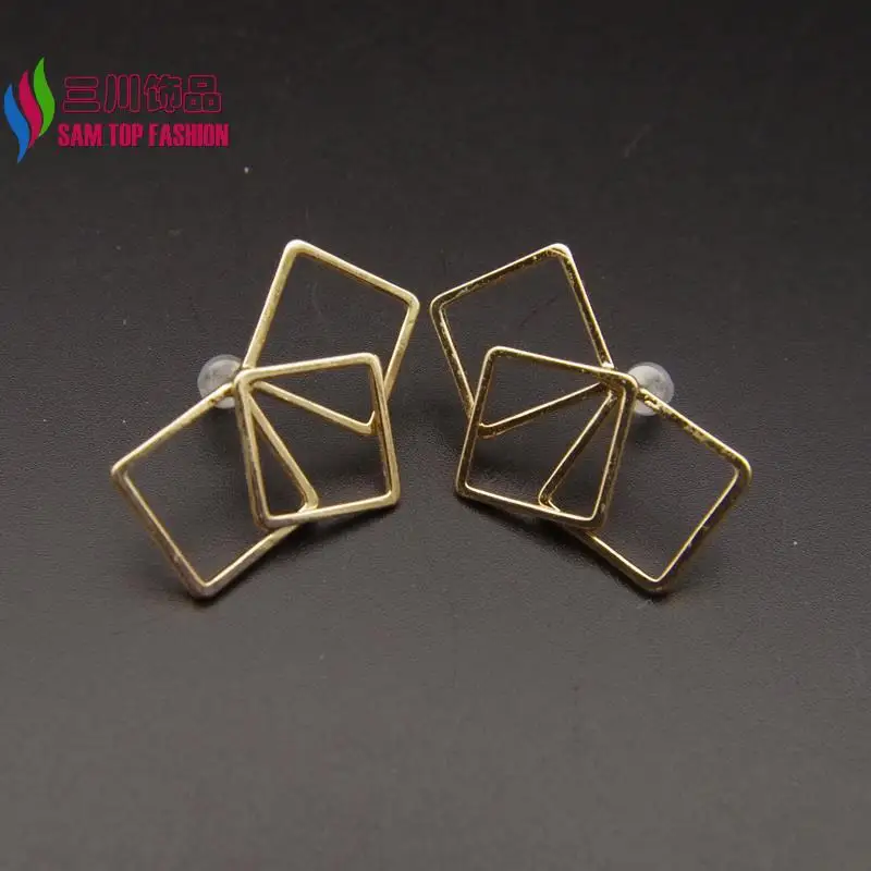 2016 новое прибытие Геометрическая Серьги Мода панк Золото/Серебро/Черный Медь