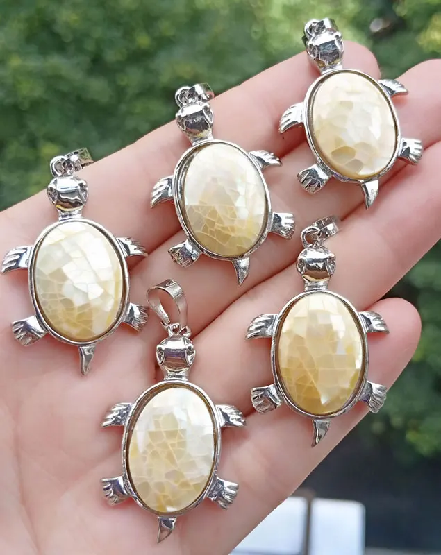 Yellow shell Натуральный кулон в виде раковины абалона, черепаха, белый, желтый, черный, коричневый, в виде ракушки, шарик, энергия, рейки, исцеляющий амулет, подвеска в виде черепахи - Окраска металла: Yellow shell