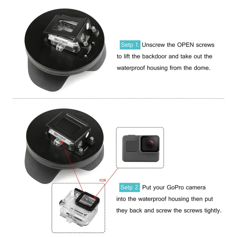 6 дюймов купол для Gopro Hero 7 5 черная экшн камера с водонепроницаемым чехлом Go Pro