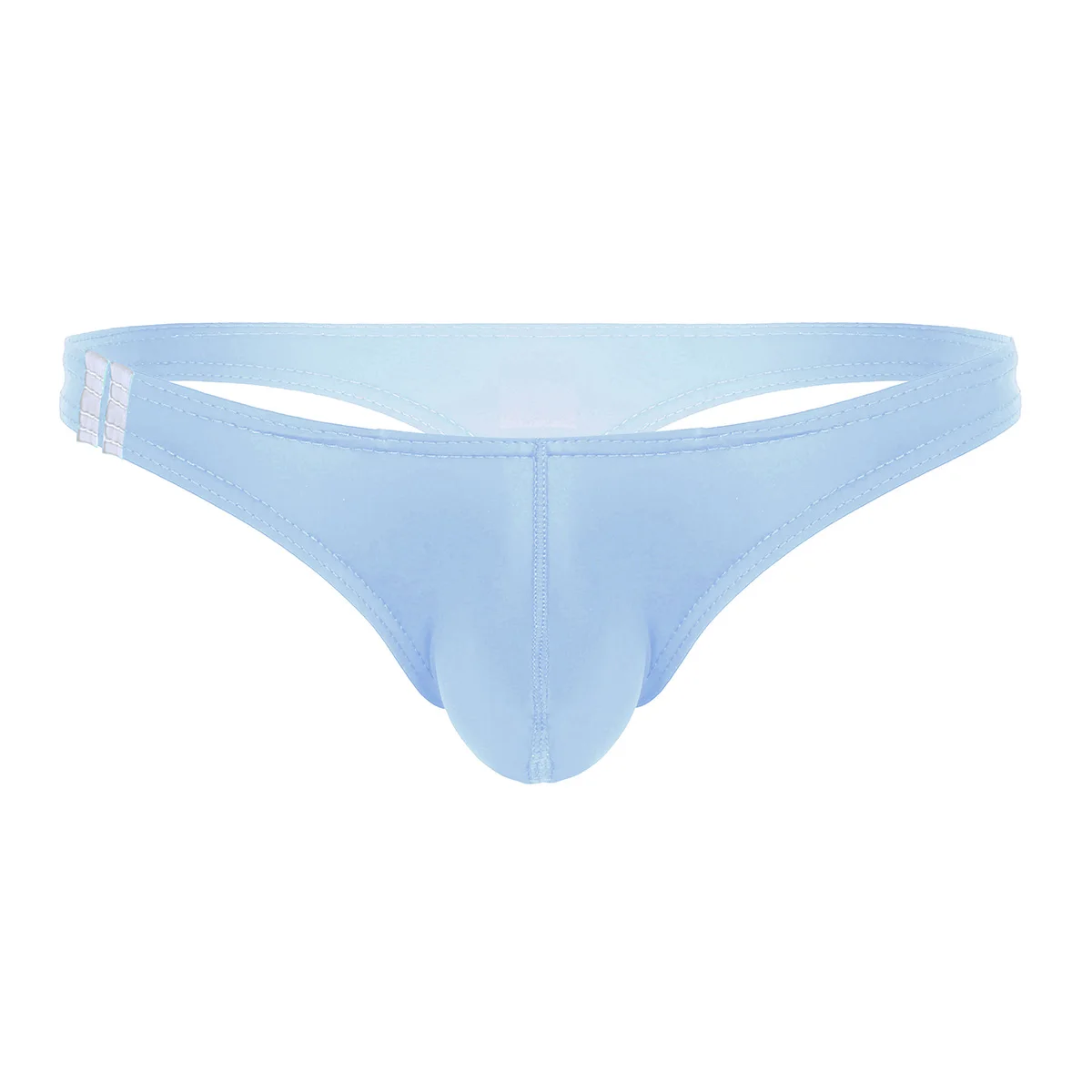 Light Blue Мужское нижнее белье трусики мягкие гладкие Ice Шелковый эластичный низкой талией Jockstraps бикини трусики-танга строка Homme привлекательное нижнее белье для геев - Цвет: Light Blue