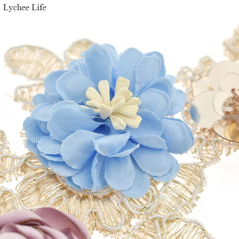 Lychee Life Fashion DIY 3D вышитый цветок Кружевная аппликация ручная работа шитье