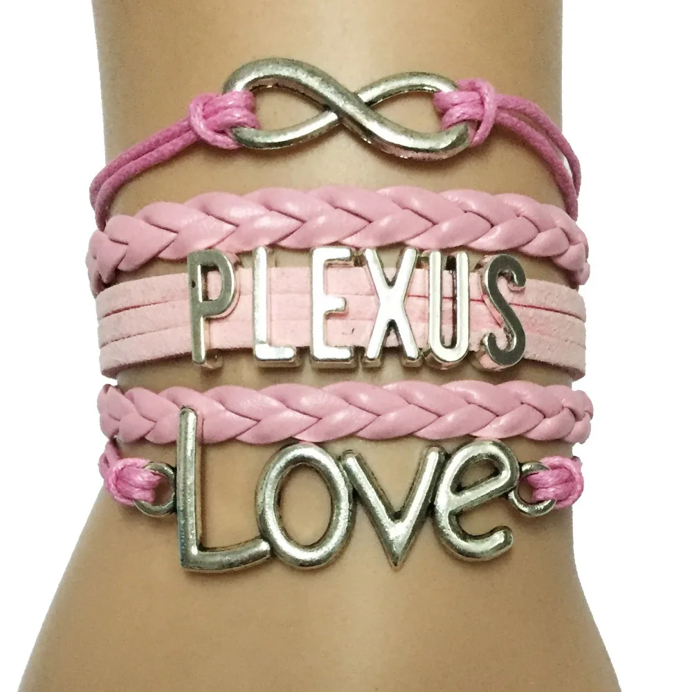 Прямая поставка кожаный плетеный браслет LOVE/Infinity/Plexus все розовые на заказ|leather