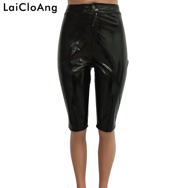 LaiCloAng High Waist PU Leather Summer Pants Women Button Fly Skinny Sexy Short Trousers Beach Casual Ladies S-2XL | Женская одежда