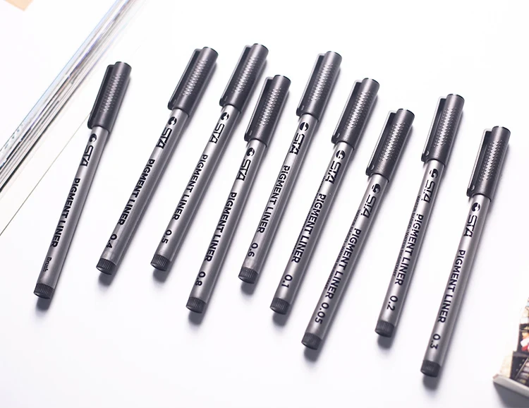 1 шт пигмент лайнер Pigma Micron чернила маркер для белой доски 0,05 0,1 0,2 0,3 0,4 0,5 0,6 0,8 различных наконечников, черная ручка эскизов ручки