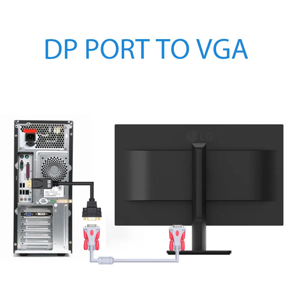Unnlink Displayport DP to VGA кабель конвертер мужской и женский FHD 1080P @ 60 Гц для графической