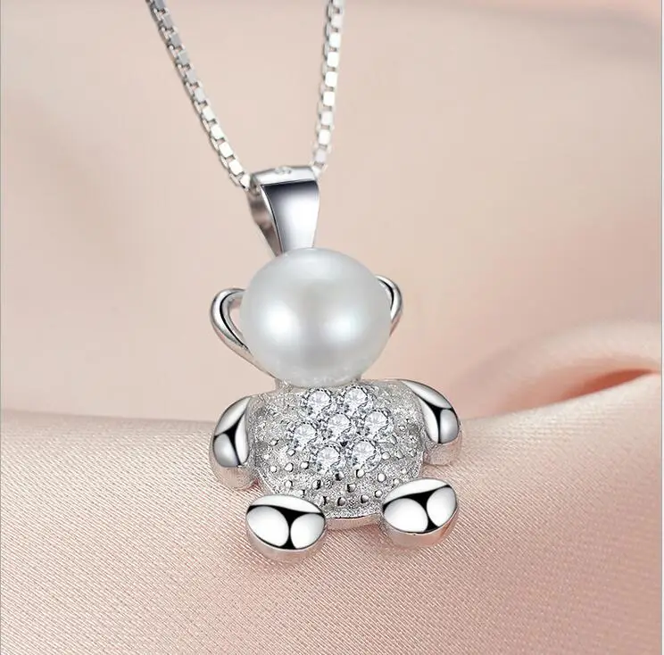 S925 ювелирные изделия оптовая продажа мода просто жемчужина мишка бесплатная