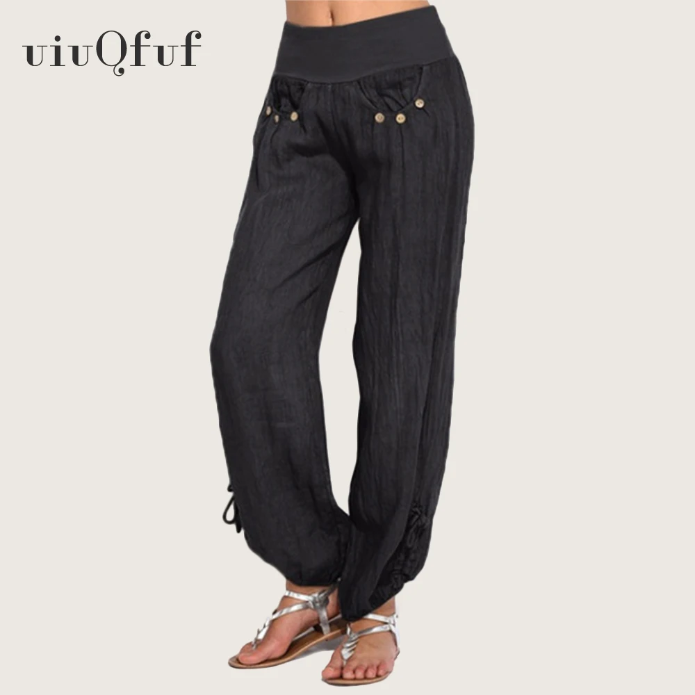 Брюки-султанки женские с широкими штанинами повседневные свободные пляжные