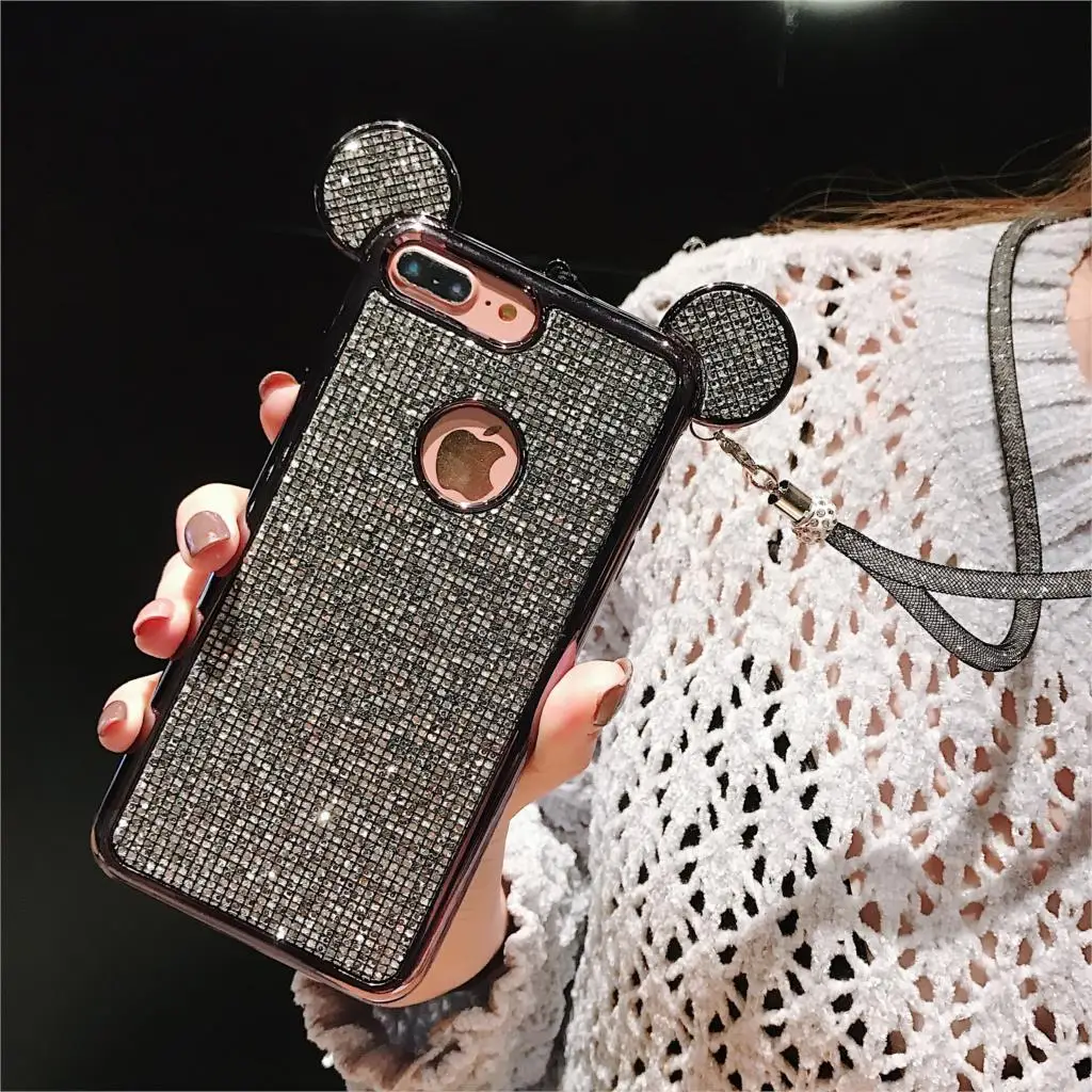 Мультяшный 3D бриллиантовый блестящий чехол для Samsung GALAXY S6 S7 Edge S8 S9 S10 Plus роскошный