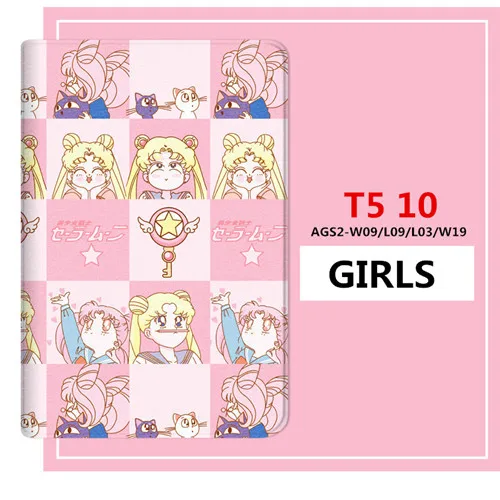 T5 10 GIRLS T5 10 умный откидной кожаный чехол с мультяшной девочкой персиком для huawei MediaPad M5 10 pro/M5 10,8 8," M5 Lite 10,1 чехол для планшета - Цвет: T5 10 GIRLS