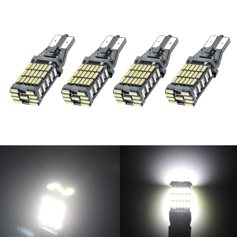 YIJINSHENG 4 шт. T10 Светодиодные лампы супер яркие 45 SMD 1000Lm 6000K Led Canbus без ошибок 912 921 T15 4014