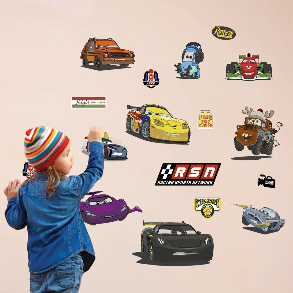 Disney car mobilization stickers children's room baby bedroom bedside background wall decoration PVC stickers
