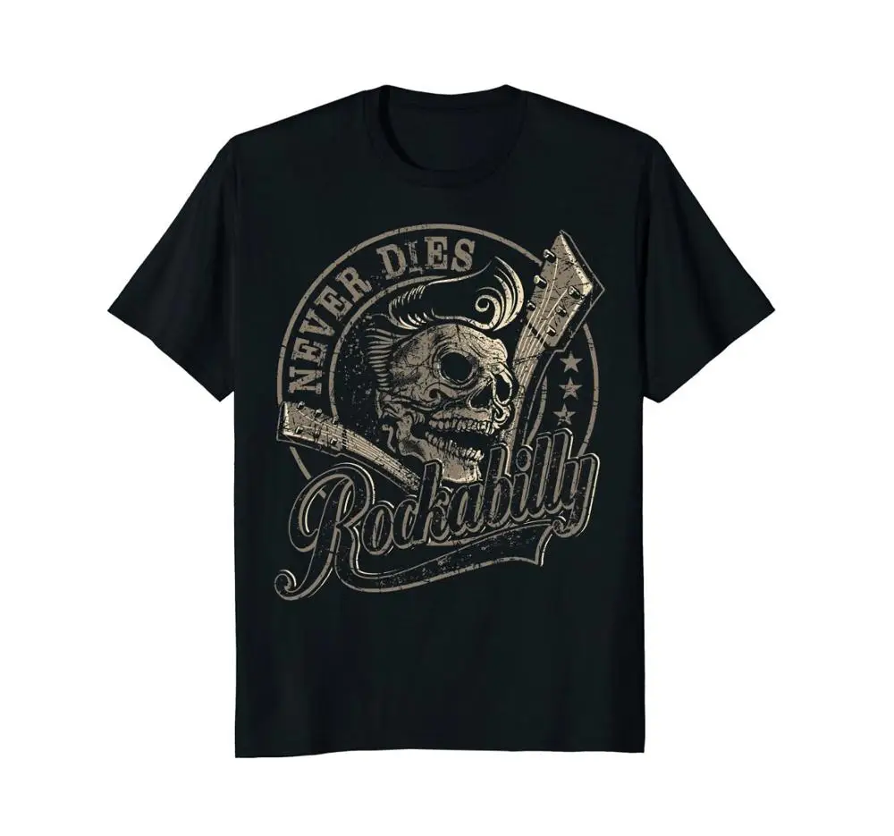 Новинка 2019 забавная Мужская рубашка подарок для футболки rockabillys гитара с черепом
