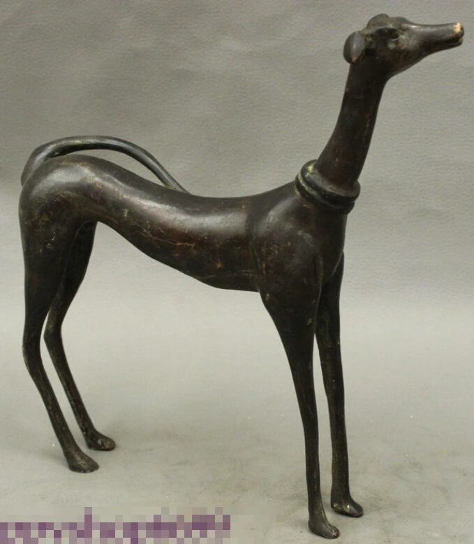 9 &quotКитайская дверь охранника старая бронза Зодиак собака животное Грейхаунд