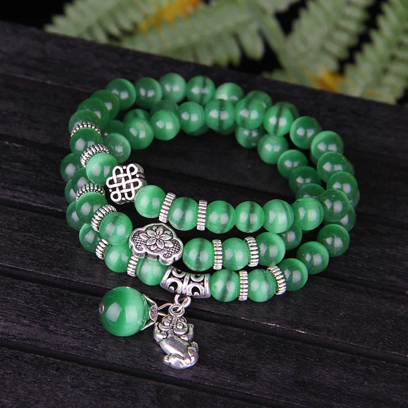 Прямая поставка Модные натуральные синие зеленые белые опаловые бусины браслет 8