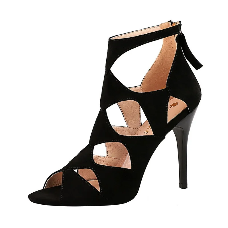 Туфли-лодочки женские с острым носком замша высокий тонкий каблук 10 см лодочка