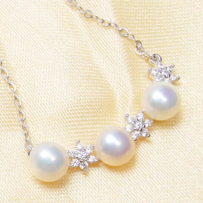 Женское ожерелье из серебра 925 пробы с натуральным пресноводным жемчугом |