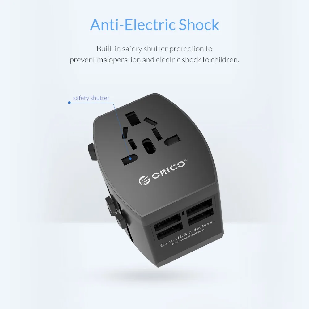 ORICO 4 порта USB адаптер для путешествий Универсальный адаптер питания зарядное устройство настенные электрические вилки розетки конвертер для мобильных телефонов