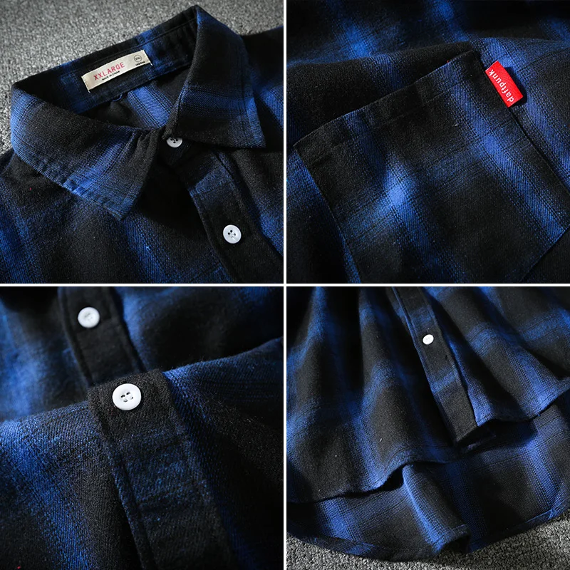 5XL клетчатые рубашки мужская повседневная рубашка с длинным рукавом в стиле хип