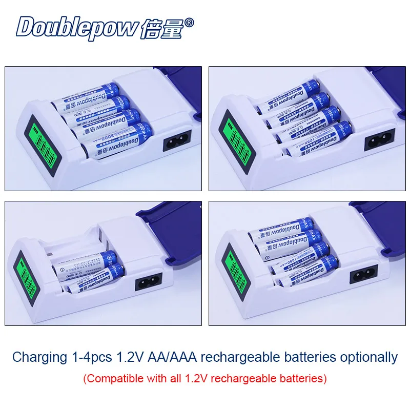 4 слота doulepow DP K209 lcd Интеллектуальное Быстрое зарядное устройство для 1 2 V AA/AAA Ni MH/Ni