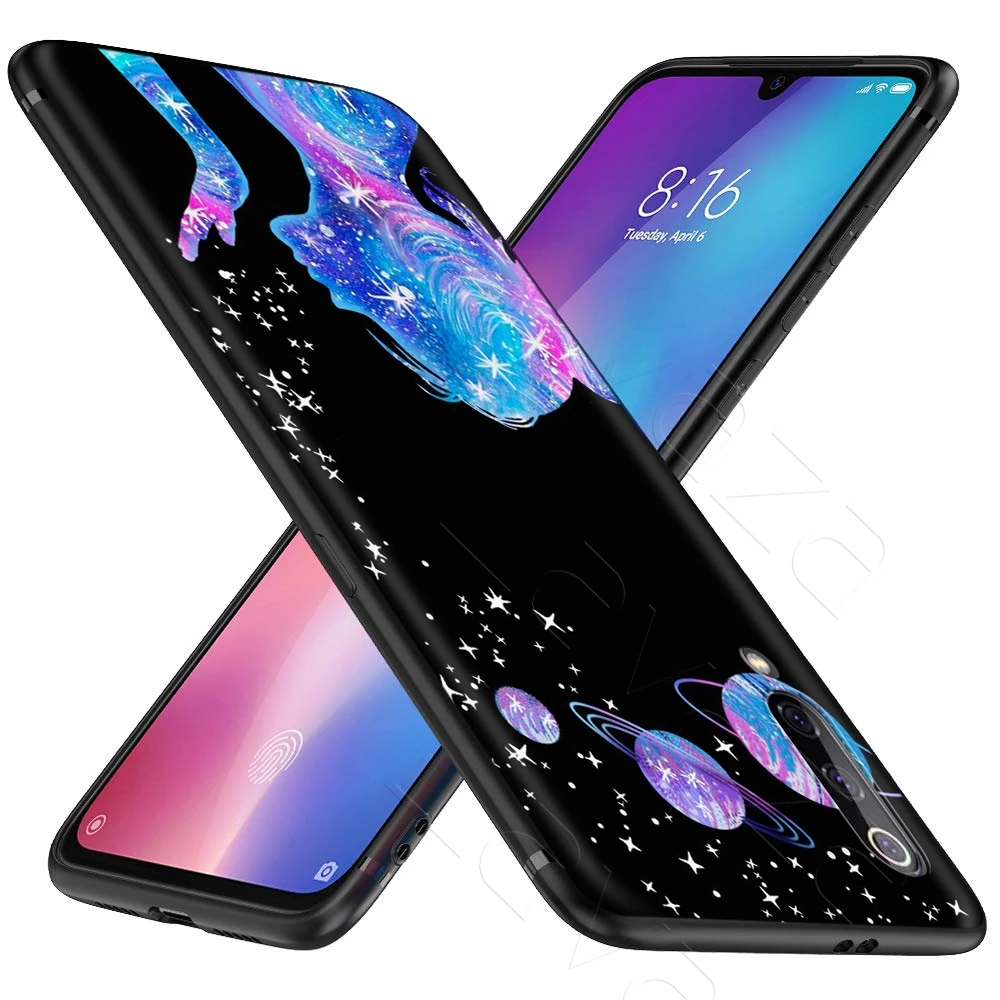 Черный белый чехол с изображением Луны звезд космонавта для Xiaomi Redmi Note 8 9 S K30 Pro MI MAX